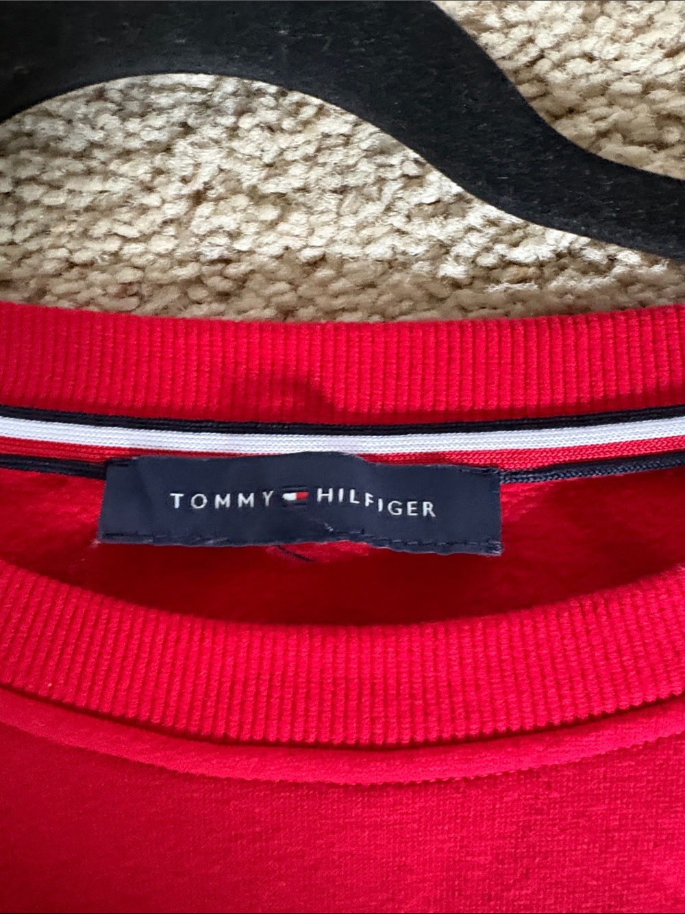 Tommy Hilfiger Red Crewneck Sweatshirt with Flag Logo - Picture 3 of 5